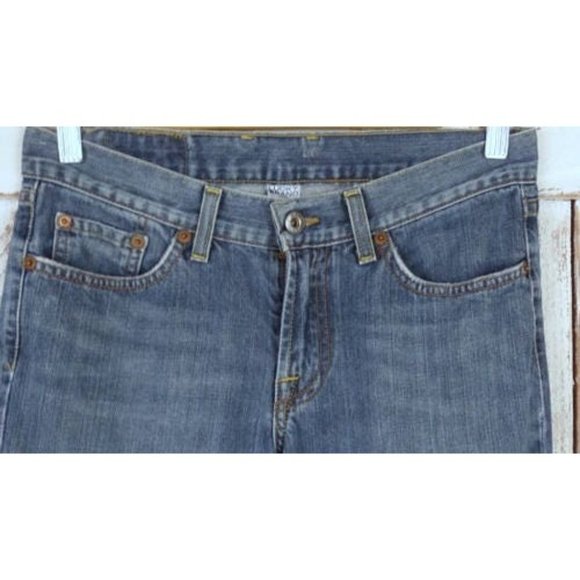 Lucky Brand blue jean patched denim boot cut flare low rise stretch jeans - Picture 5 of 8